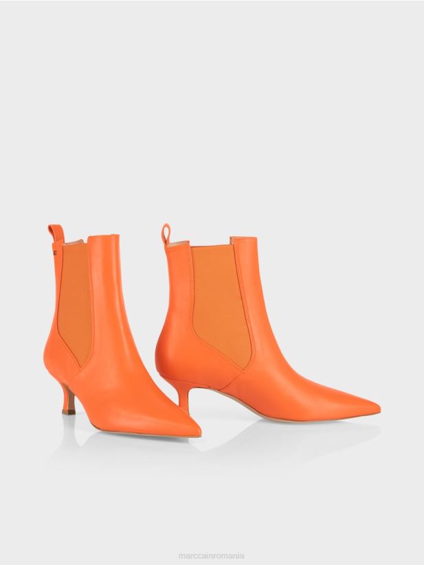 botine din dantelă cu inserție Marc Cain coral strălucitor încălţăminte 4826HH1569