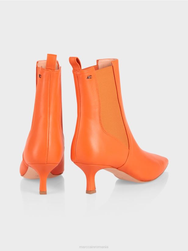 botine din dantelă cu inserție Marc Cain coral strălucitor încălţăminte 4826HH1569