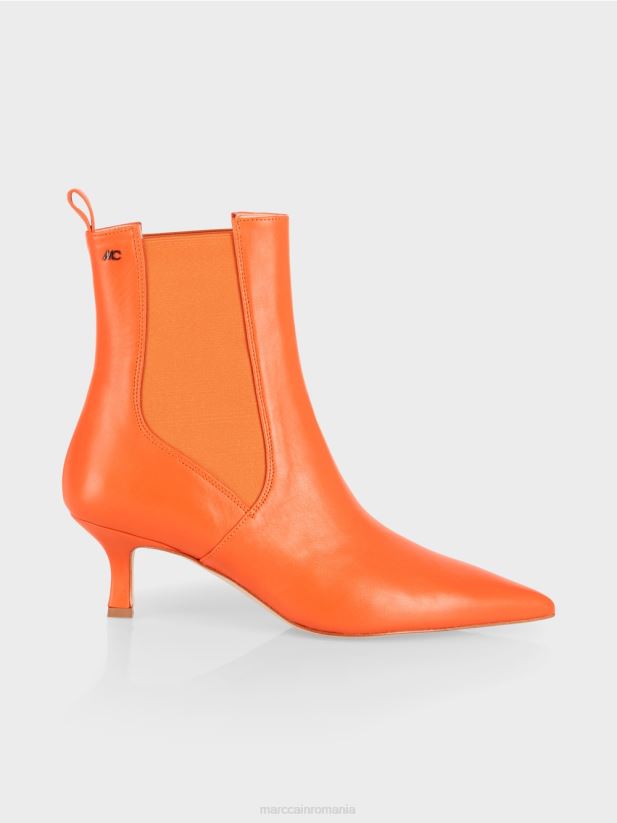 botine din dantelă cu inserție Marc Cain coral strălucitor încălţăminte 4826HH1569