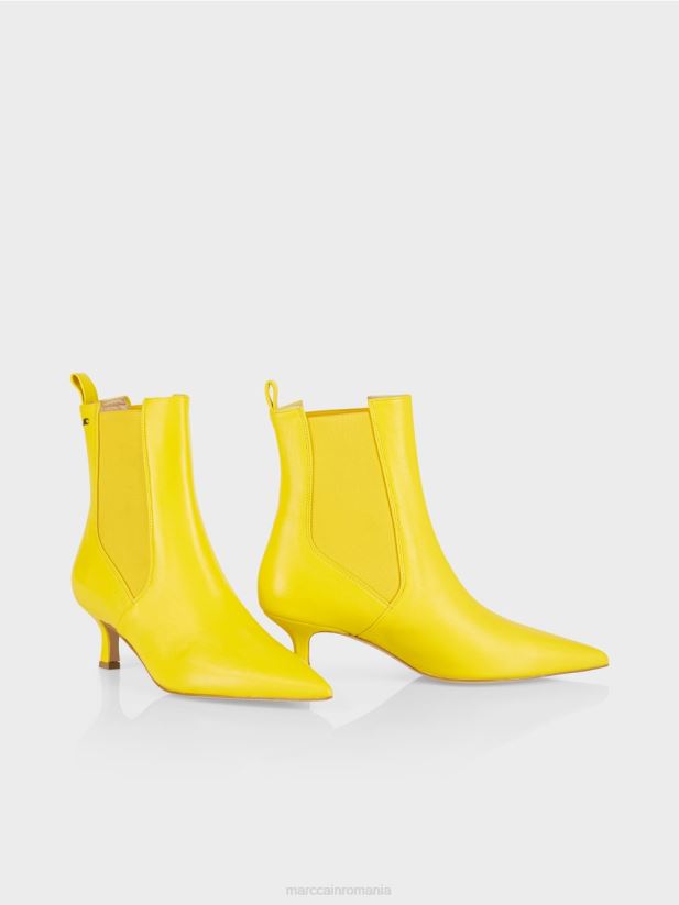 botine din dantelă cu inserție Marc Cain lămâie moale încălţăminte 4826HH1575