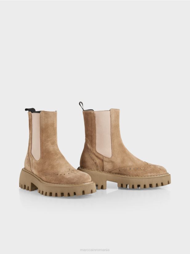 cizme chelsea cu crampoane Marc Cain caramel strălucitor încălţăminte 4826HH1564