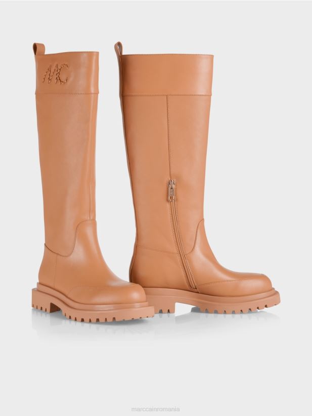 cizme cu fermoar Marc Cain caramel strălucitor încălţăminte 4826HH1562