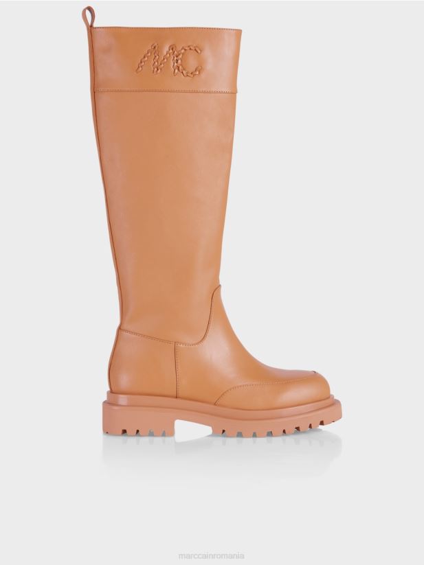 cizme cu fermoar Marc Cain caramel strălucitor încălţăminte 4826HH1562