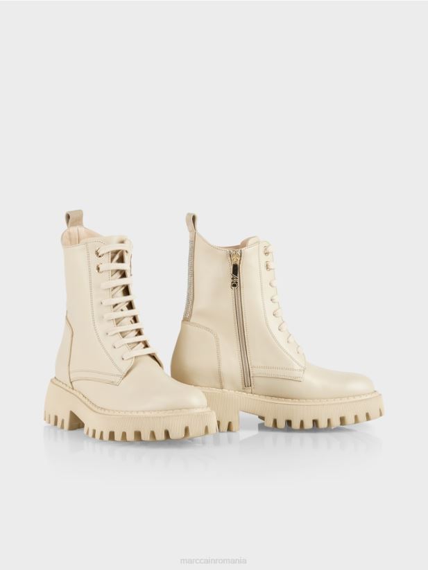 cizme robuste cu strasuri Marc Cain crema inchisa încălţăminte 4826HH1557