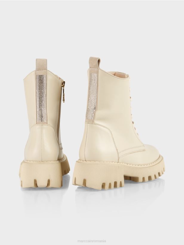 cizme robuste cu strasuri Marc Cain crema inchisa încălţăminte 4826HH1557
