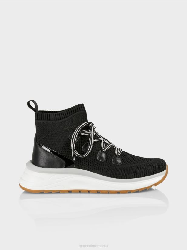 pantof cu tăietură mijlocie cu un design tricotat Marc Cain negru încălţăminte 4826HH1647
