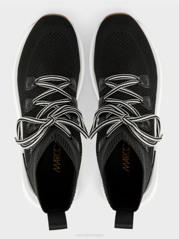 pantof cu tăietură mijlocie cu un design tricotat Marc Cain negru încălţăminte 4826HH1647