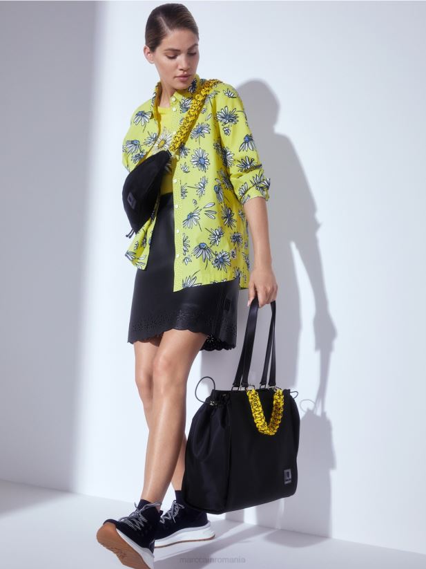 pantof cu tăietură mijlocie cu un design tricotat Marc Cain negru încălţăminte 4826HH1647