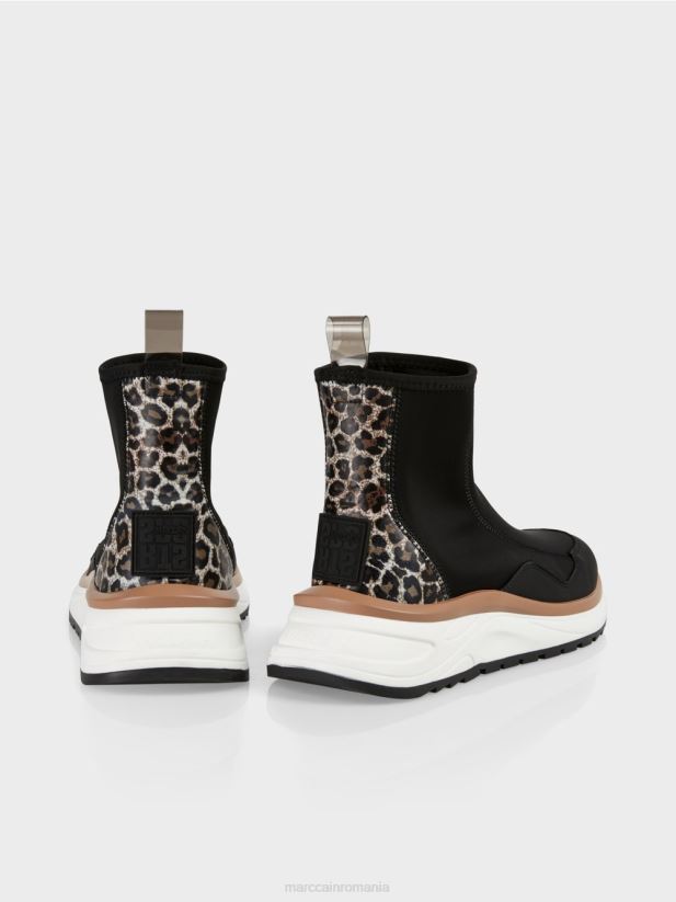 pantofi cu tăietură mijlocie cu toc leopard Marc Cain negru încălţăminte 4826HH1626