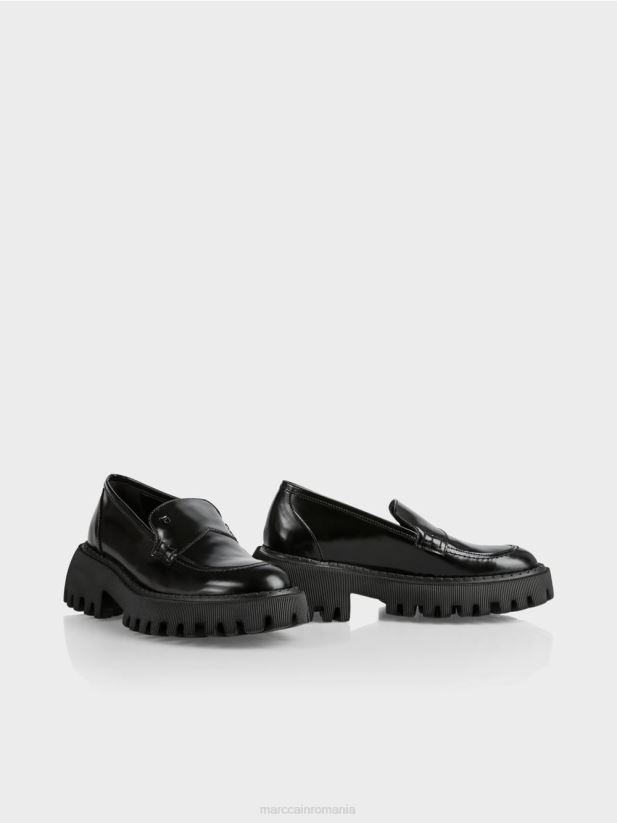 pantof jos cu cusături decorative Marc Cain negru încălţăminte 4826HH1586