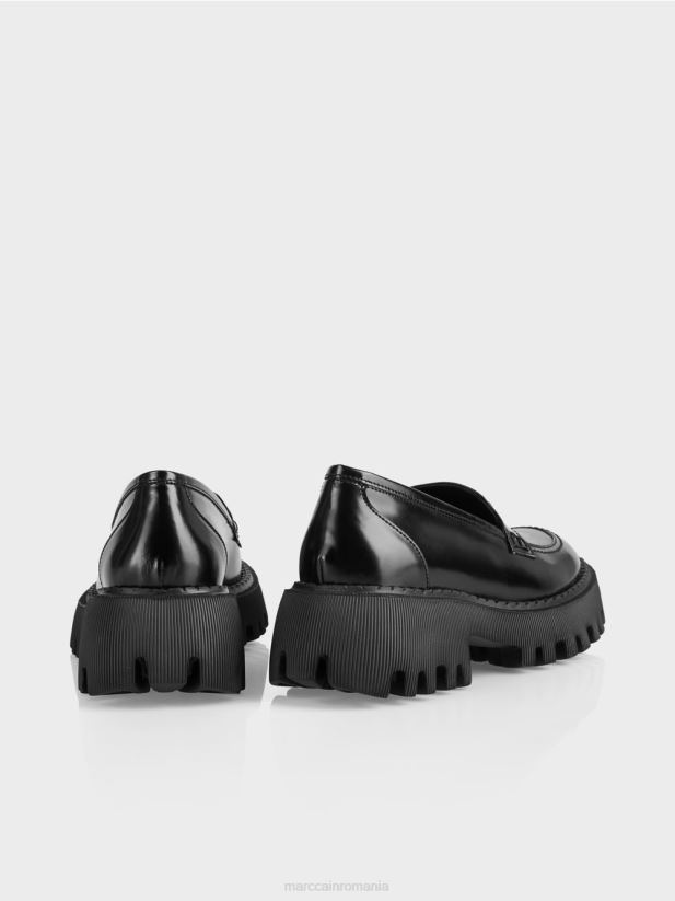 pantof jos cu cusături decorative Marc Cain negru încălţăminte 4826HH1586
