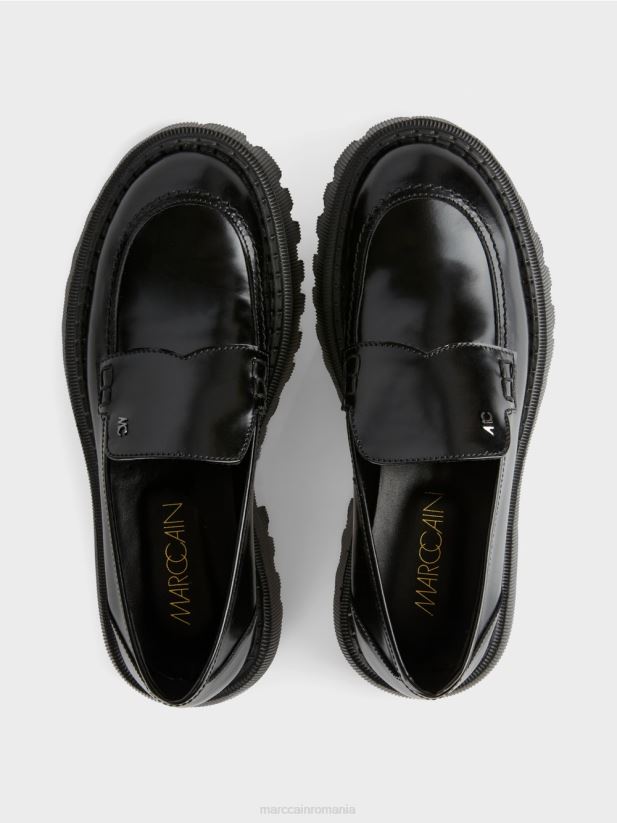 pantof jos cu cusături decorative Marc Cain negru încălţăminte 4826HH1586