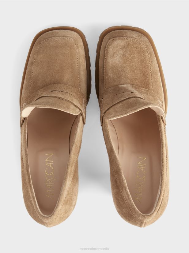 pompe cu toc bloc Marc Cain caramel strălucitor încălţăminte 4826HH1567