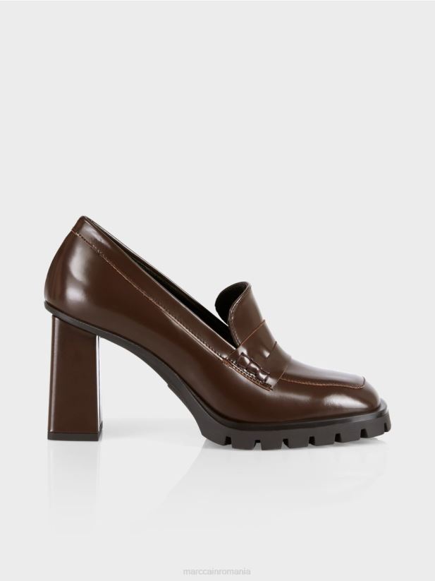 pompe cu toc bloc Marc Cain lemn închis la culoare încălţăminte 4826HH1568