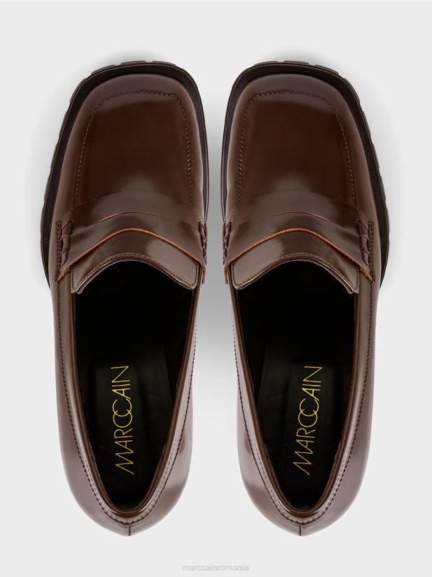 pompe cu toc bloc Marc Cain lemn închis la culoare încălţăminte 4826HH1568