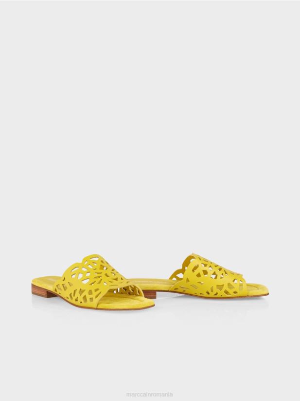 sandale aerisite cu decupaje Marc Cain verde lamaie încălţăminte 4826HH1609