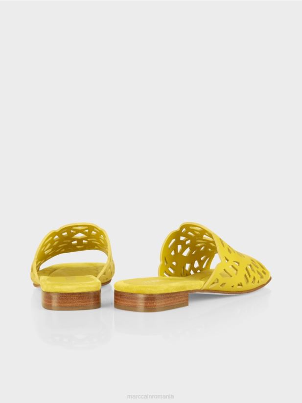 sandale aerisite cu decupaje Marc Cain verde lamaie încălţăminte 4826HH1609