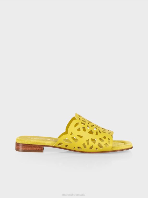 sandale aerisite cu decupaje Marc Cain verde lamaie încălţăminte 4826HH1609