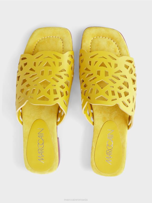 sandale aerisite cu decupaje Marc Cain verde lamaie încălţăminte 4826HH1609