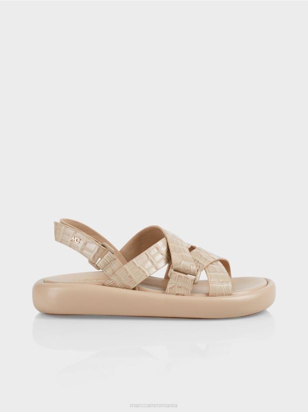 sandale cu curea croc artificială Marc Cain moale taupe încălţăminte 4826HH1634