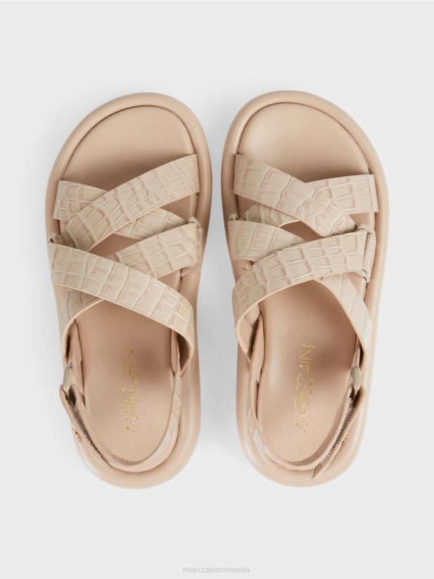 sandale cu curea croc artificială Marc Cain moale taupe încălţăminte 4826HH1634