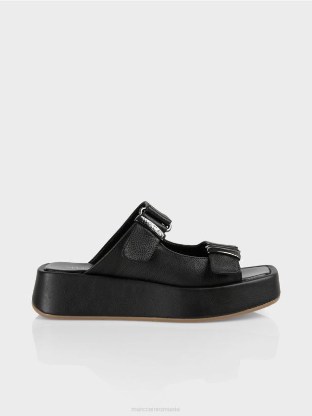 sandale cu curea „rethink together”. Marc Cain negru încălţăminte 4826HH1628