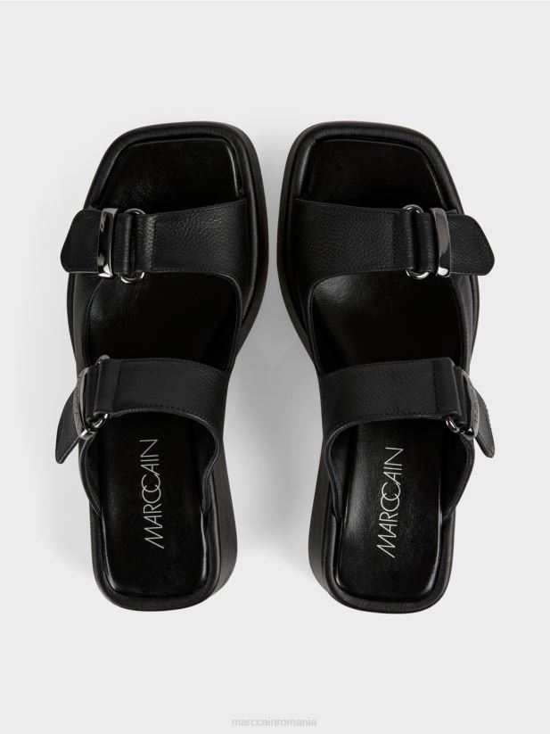 sandale cu curea „rethink together”. Marc Cain negru încălţăminte 4826HH1628