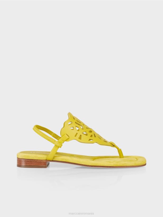 sandale cu decupaje Marc Cain verde lamaie încălţăminte 4826HH1601