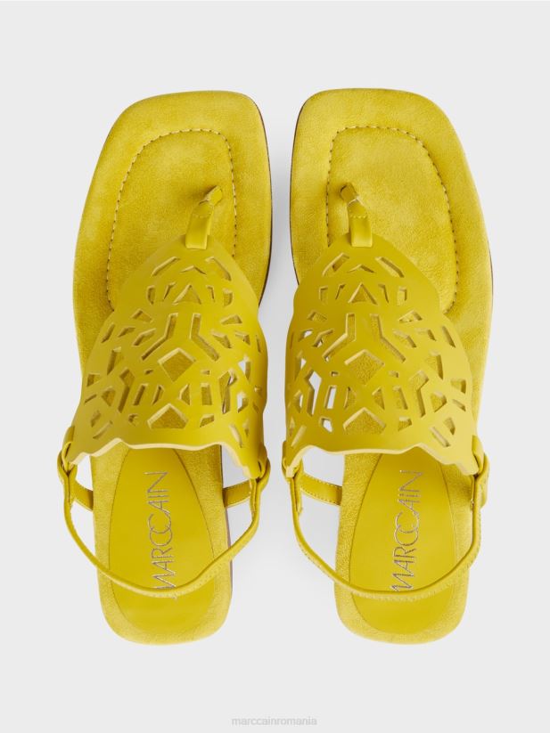 sandale cu decupaje Marc Cain verde lamaie încălţăminte 4826HH1601