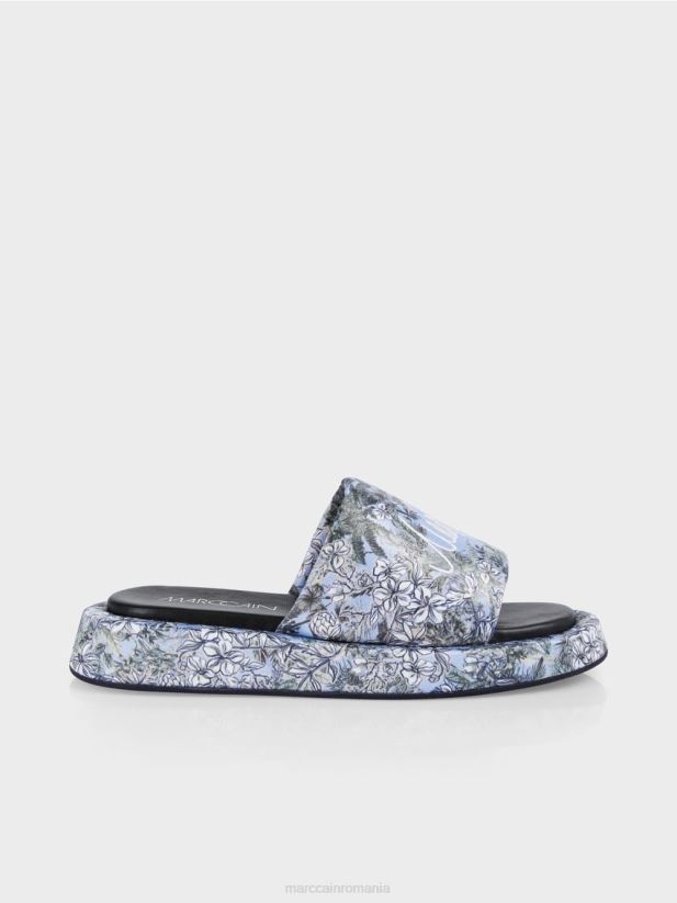 sandale cu design floral Marc Cain albastru pudra deschis încălţăminte 4826HH1629