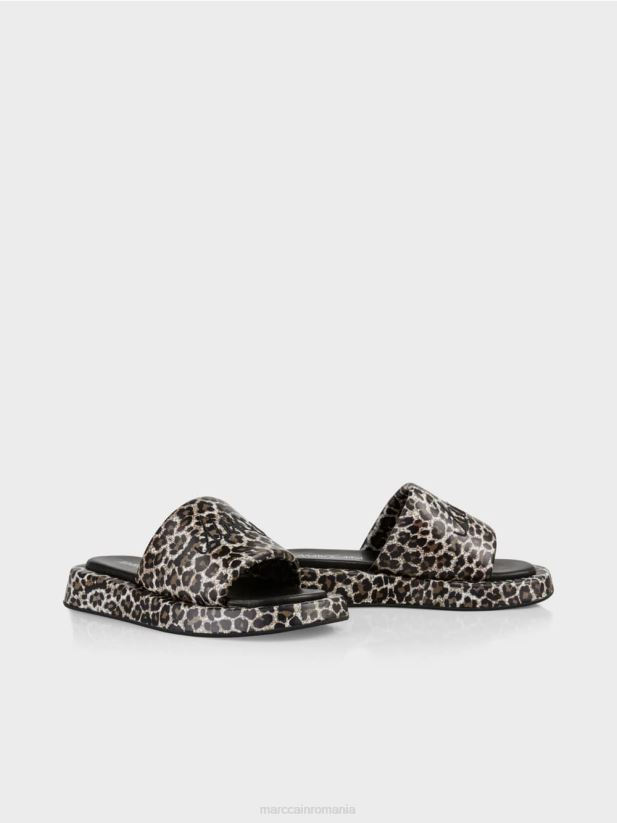 sandale cu model leopard Marc Cain cremă pudră încălţăminte 4826HH1652