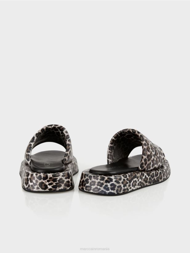 sandale cu model leopard Marc Cain cremă pudră încălţăminte 4826HH1652
