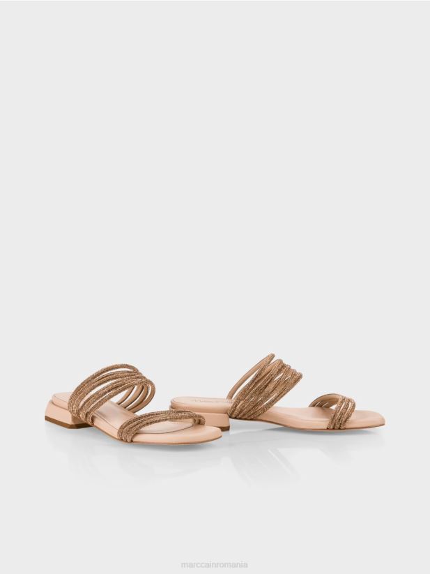 sandale elegante cu paiete de sticla Marc Cain panna cotta încălţăminte 4826HH1607